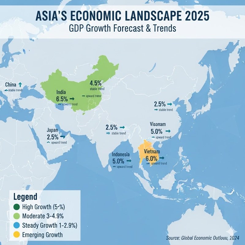 Chart showing Asia’s GDP rising to 4.5% in 2025