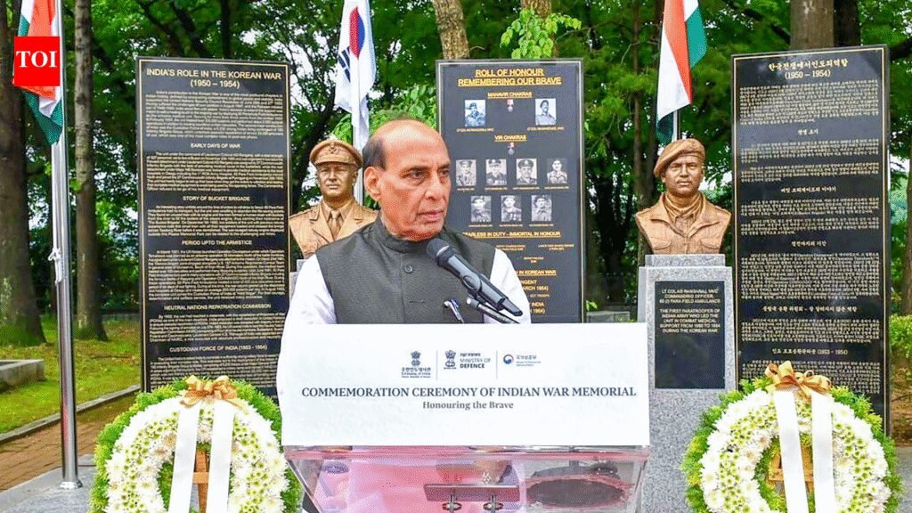 Rajnath inaugurates Indian War Memorial in Seoul, calls it a ‘fitting tribute to Indian troops’ valour, sacrifice during Korean War | India News