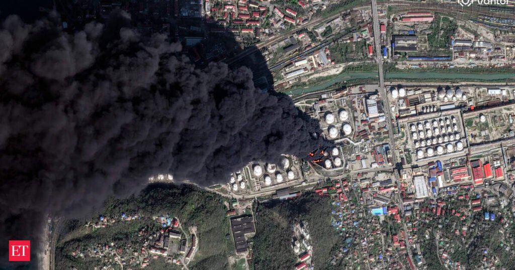 Falling drone debris causes fire at oil terminal in Russia’s Novorossiysk