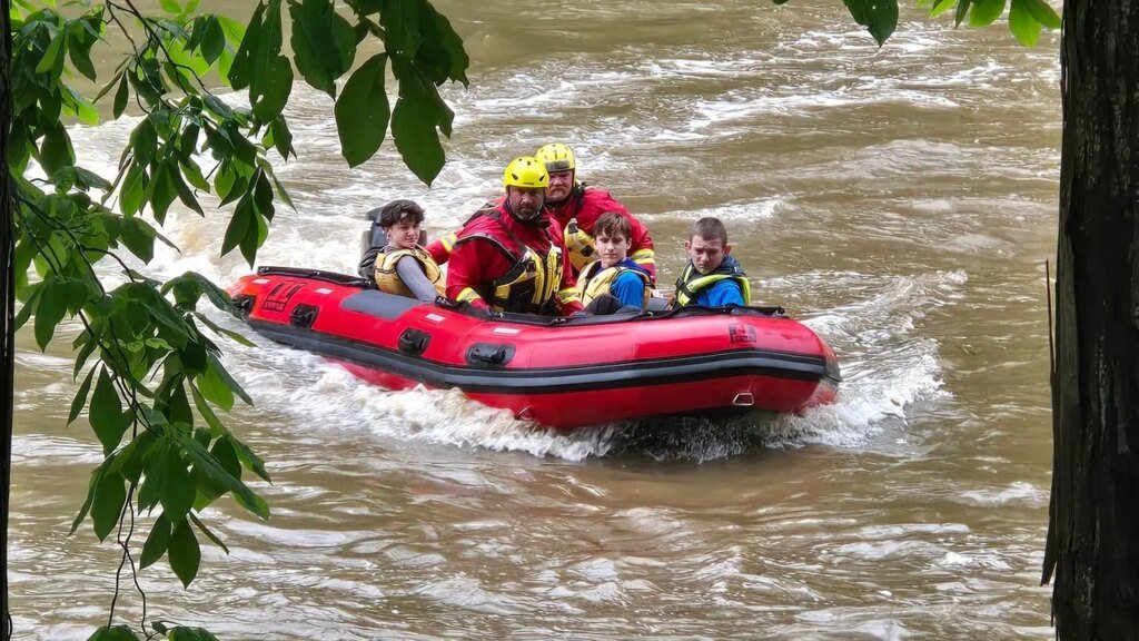Boy Scouts trapped by floodwaters on West Virginia river rescued safely