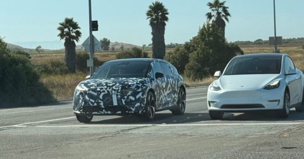 Lucid’s more affordable Cosmos midsize SUV spotted testing next to Tesla Model Y