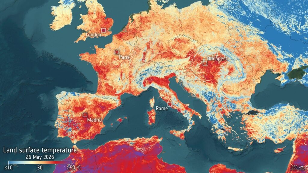 Record-breaking Europe heat wave from space photo of the day for May 29, 2026