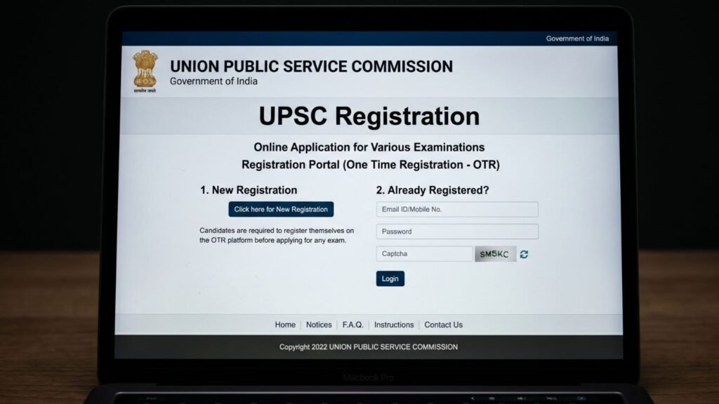 Registration process at official website
