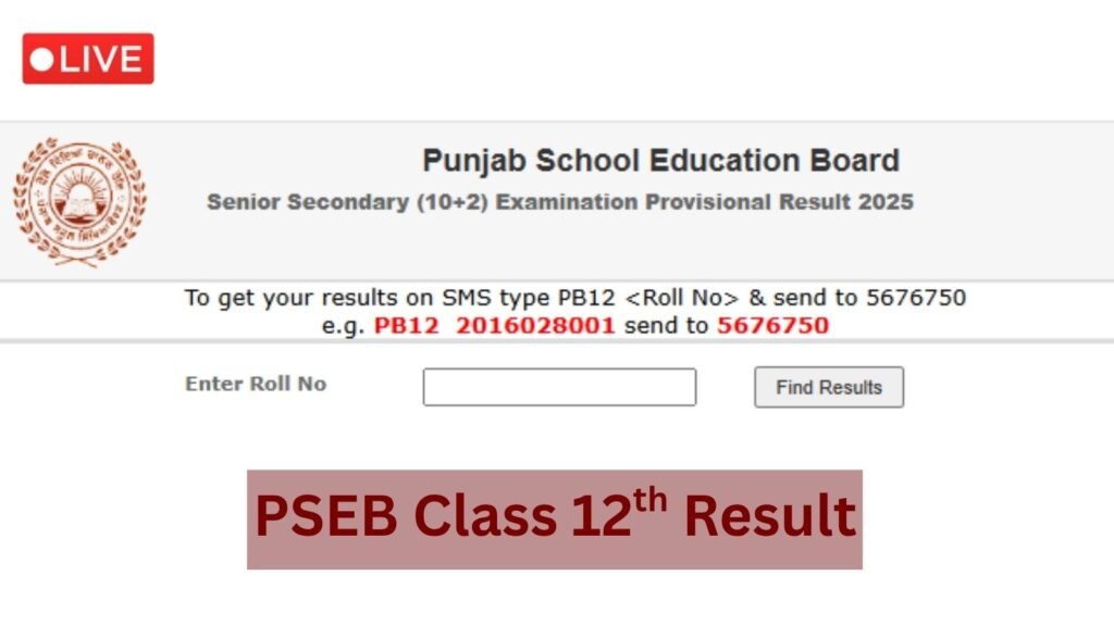Check PSEB Class 12 Result Roll Number Wise Direct Link at pseb.ac.in