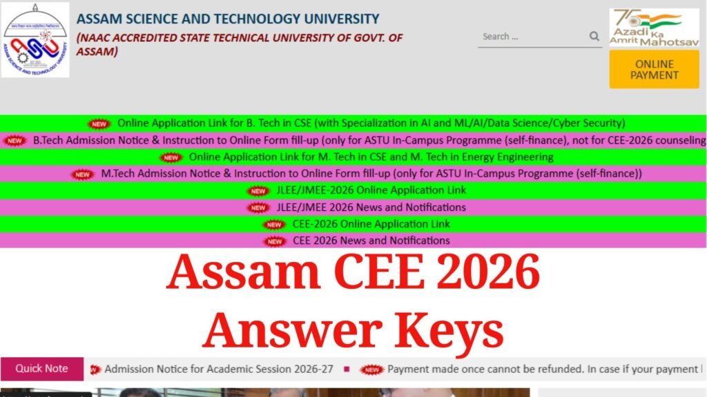 Assam CEE 2026 provisional answer keys shortly at astu.ac.in: How to raise objections | Education News
