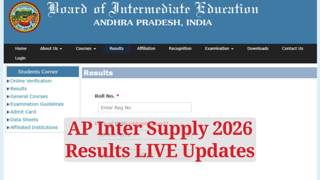IPE AP Inter 1st 2nd Year Supply Results Date, Time, Direct Link at resultsbie.ap.gov.in, bie.ap.gov.in