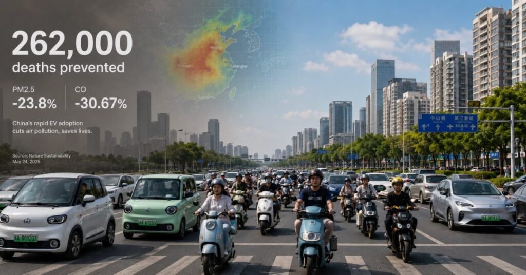 China’s EV shift cut pollution enough to prevent 262,000 deaths