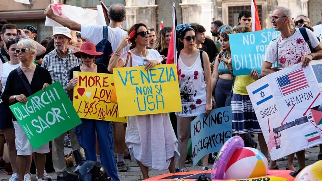 ‘Make America Read Again’: Venice protesters greet US ambassador with protest signs