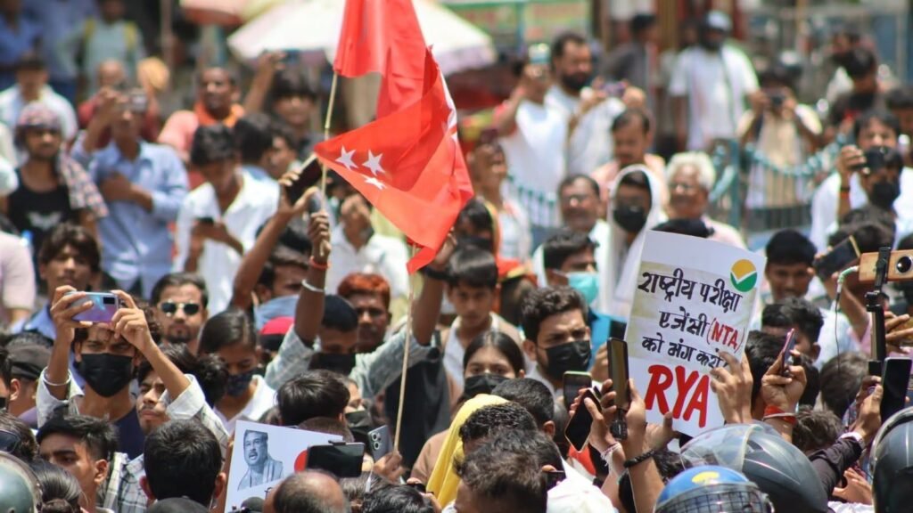 NEET leak protest: Vandalism and arson reported in Bihar; Tejashwi alleges police fired AK-47s at students | India News