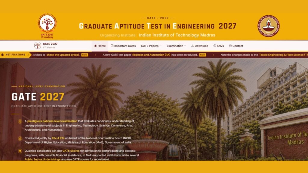 GATE 2027: IIT Madras announces exam dates, introduces Robotics paper | Education News