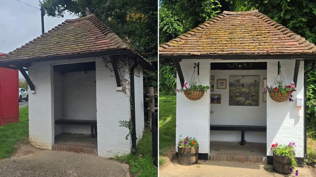 Pub owner fed up with ‘ugly’ bus depot gives broken-down spot eye-catching makeover