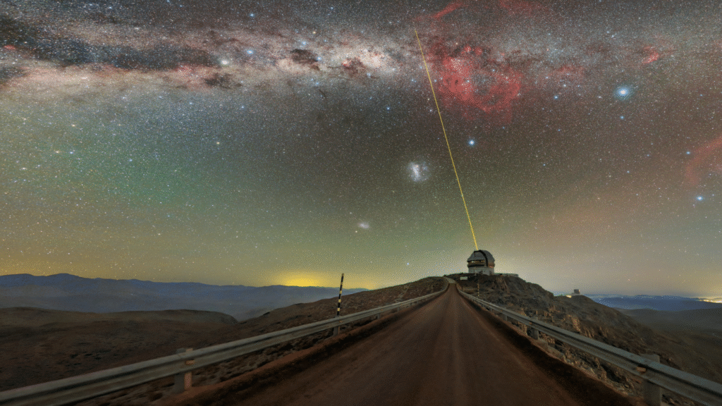 A laser disappears into the Milky Way’s heart photo of the day for July 16, 2026