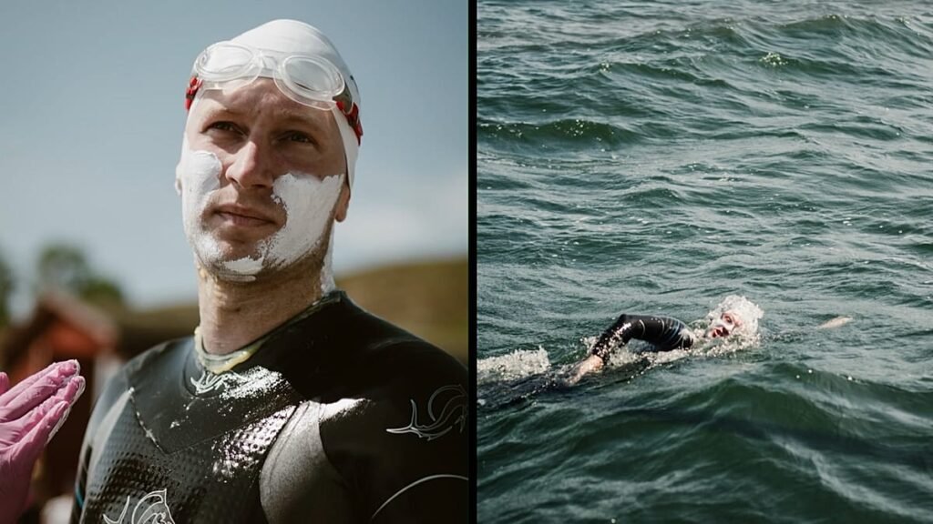 Hallucinations and a bottle of Coca-Cola: The final kilometres of Kubkowski’s historic swim across the Baltic