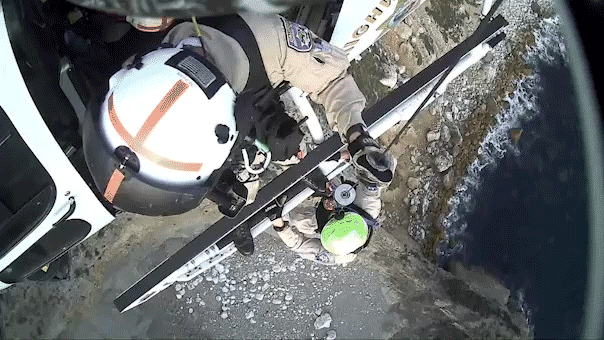 Big Sur CHP helicopter crew caught on video rescuing 2 from California cliffside